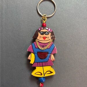 Hand painted cool girl keychain